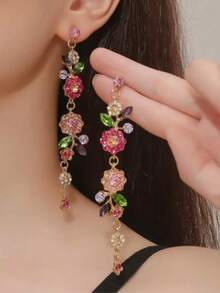 1 đôi bông tai tua rua hoa thanh lịch, kiểu dáng phóng khoáng, thích hợp để phụ nữ đeo hàng ngày, làm quà tặng. - Nhiều màu - Xem 11