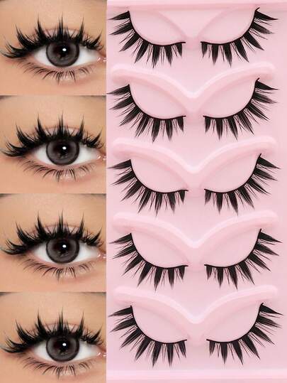 5 Pairs Of Extra-Large Devilish Manga False Eyelashes, A Cute Beginner's Eyelash Set, Super Photogenic False Eyelashes For Manga/Cosplay Eyes, Striped Eyelashes, Eyelashes, False Eyelashes