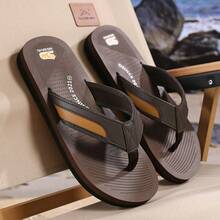 1双棕色人字拖，男士休闲凉鞋，防滑厚底，户外沙滩拖鞋 - 棕色 - 查看 11