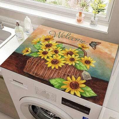 1pc Sunflower Flower Style Theme Style Coffee Machine Mats, Dishwashing Mats, Tableware Mats, Table Mats, Especially Suitable For Coffee Machines And Coffee Pots, Bar Mats, Bar Accessories, Very Suitable For Kitchen Use.