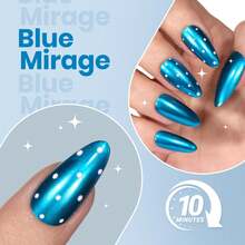Beetles 15ml Metallic Blue Nail Polish - Blue Mirage Mirror Nail Polish Quick-Drying & High Gloss Nail Lacquer Metallic Effect Air Dry Home DIY Nail Art Home Salon - 藍色幻影 - 查看 4