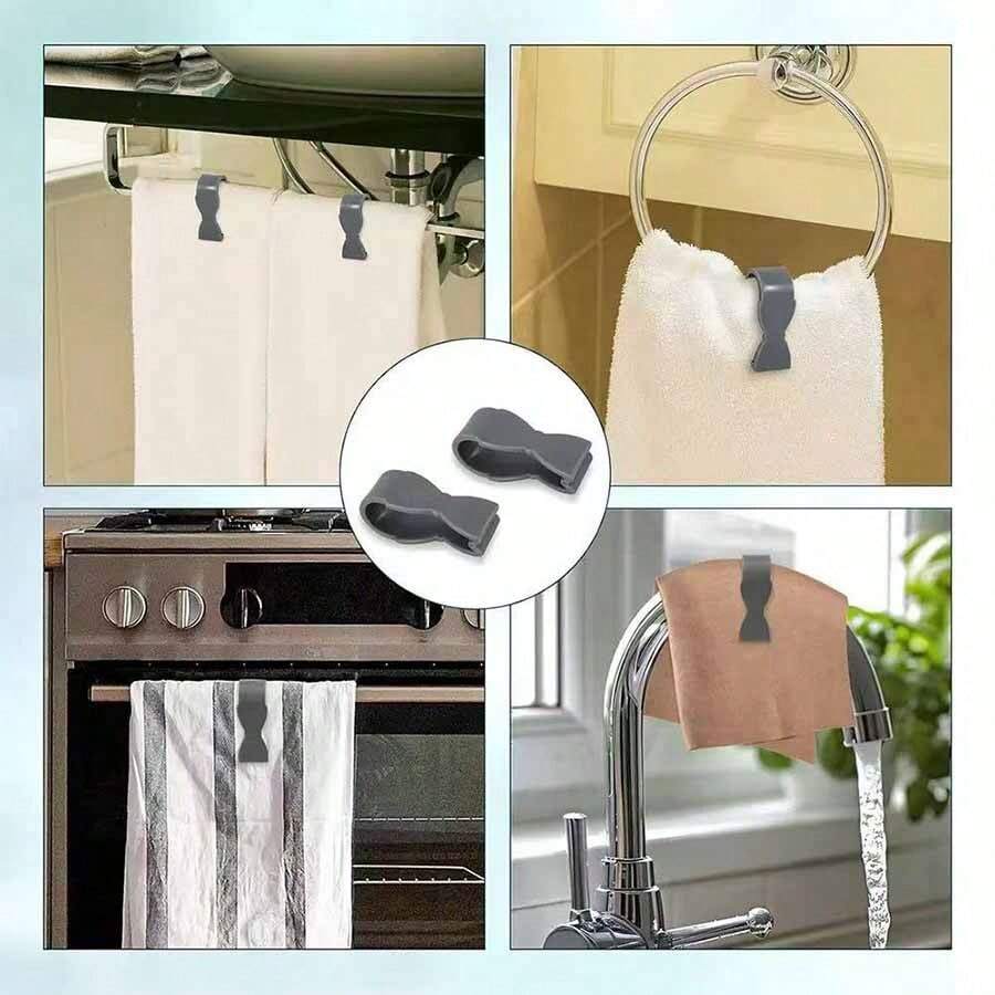 6Pcs-Kitchen Towel Clip, Suitable For Securing Towels And Organizing Racks To Prevent Falling. Fits Kitchens, Oven Handles, Bathroom Towel Racks, Dishwashers, And Stoves. Stable Towel Holder To Prevent Slipping, Multifunctional Hook, Practical Hanging Hook. - Multiple Styles - View 1