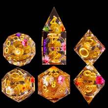 7pcs Liquid Core Resin Dice Set, Sharp-Edged Polyhedral Resin Dice, Handmade Resin Dice For RPG, MTG Tabletop Games - Multicolor - View 8