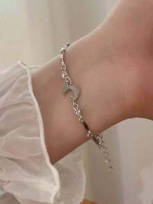 1pc Elegant Crystal Star And Moon Bracelet, Suitable For Women's Daily Wear, Festival, And Party - Bạc 2 - Xem 3