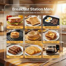 3-In-1 Breakfast Station, Toaster Oven Coffee Maker Combo With Nonstick Griddle, Compact Countertop Breakfast Maker For Small Kitchens, Dorms And Apartments - Black - View 8