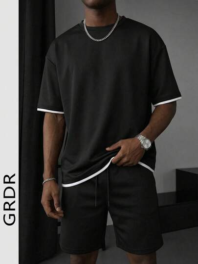  GRDR Men's Summer Short Sleeve Shorts Set, Suitable For Business Gatherings And Casual Occasions