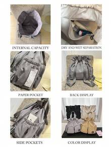 peach tree Unisex Reiserucksack, Dual-Use Handtasche & Umhängetasche, Laptoptasche, wasserdichtes Fach, großes Fassungsvermögen, Mehrfachtaschen, lässige Unifarbe, geeignet für Reisen, Urlaub, Schule, Geschäft, Geschenk zu Valentinstag, Weihnachten, Halloween - Grau - Übersicht 4