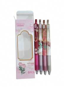 4pcs Retro Rose Ballpoint Pen Set - Smooth Writing, Medium Tip, Black Ink, Ergonomic Design, Cute Stationery Essential For School, Office And Daily Use - Perfect - Multicolor - View 8