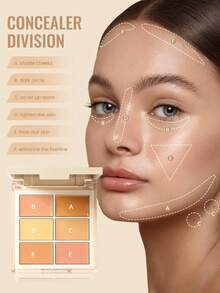 Pudaier 6-Color Concealer Palette With Brush, Multi-Functional Long-Lasting Full Coverage Contour & Color Correcting Palette, High Pigment Creamy Texture Concealer, Suitable For Dark Circles And Blemishes, Perfect For Daily Makeup And Parties - 03 - View 4