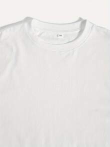 Camiseta de hombre a la moda con cuello redondo, estilo callejero americano, corte holgado, diseño con patrón cruzado. - Blanco - Ver 2