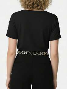 Kit And Pieces: Women's Short-Sleeve Blouse, Duna Style, Formal, Elegant, Evangelical Fashion - 米色和黑色 - 查看 8