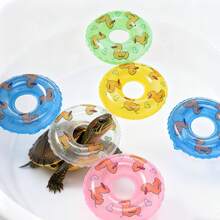 6pcs Inflatable Mini Swimming Rings, Pet Bath Toys, Duck Pattern Floating Rings For Pet Bathing, Indoor Aquarium Decoration, Suitable For Small Pets, Turtles, Bath Toys, Aquarium Decor - A - View 1