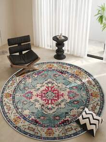Modern Round Washable Non-Slip Area Rug – Thin Soft Living Room Carpet, Kitchen Rug & Runner, Decorative Rug - Multicolor - View 3