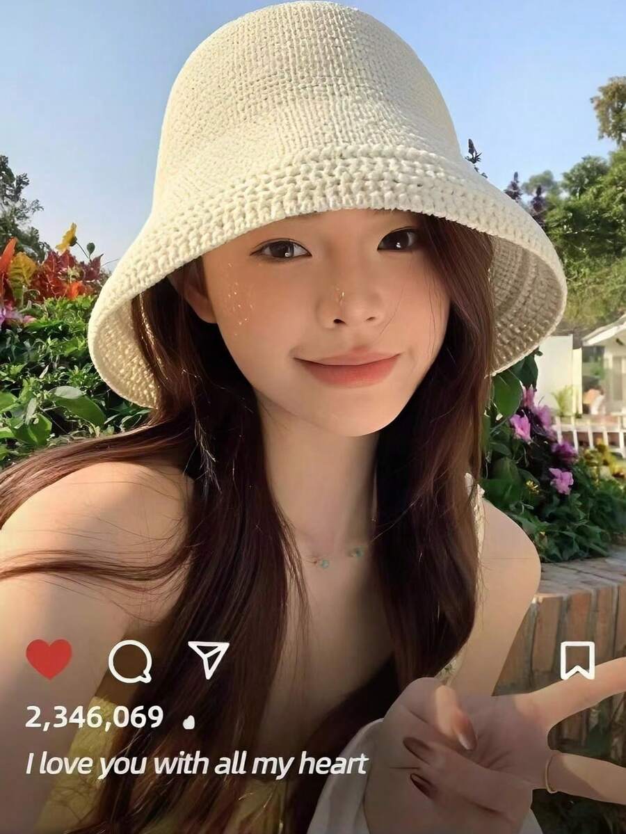 Mũ rộng vành dệt dành cho nữ, kiểu dáng thường ngày đi biển, hàng mới về mùa hè, chống nắng, chất liệu polyacrylonitrile thoáng khí. - Nhiều màu - Xem 1