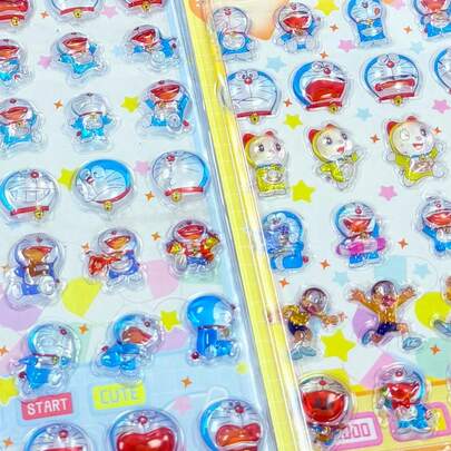 1张卡通贴纸，3D水晶浮雕贴纸，可爱闪亮水滴水晶贴纸，DIY装饰贴纸，卡通可爱DIY贴纸，创意装饰贴纸，派对氛围装饰，完美派对装饰，完美房间装饰