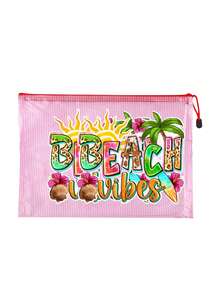 Transparent File Bag, Pvc Mesh Zipper Bag, A4 Data Bag With Beach Element Pattern, File Organizer - Transparent Plastic Envelope For Paper, Folders, Notebooks, Stationery - Perfect For Offices, Schools, Families, Travel - Waterproof Reusable Mesh Bag For Teachers, Students, Professionals - Perfect For Letter Paper, Homework, Receipts, Artworks - Lightweight And Transparent Storage Box, Inspection Bag, Project Folder, Mesh File Wallet - Multicolor - View 15
