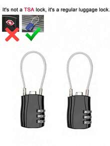 1/2 Pack TSA Approved Combination Lock - High Strength Zinc Alloy Body And Cut-Resistant Steel Cable, 3-Digit Combination Lock, Suitable For Travel Luggage, Gym Lockers, Bicycle Locks (Black), Travel Security Accessory | Multipurpose Travel Lock | Combination Lock, Luggage Lock, Travel Essential Holiday Vacation Supplies - Multicolor - View 36
