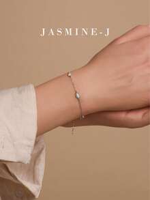 1 件 S925 纯银蛋白石链手链，金色蛋白石手链，椭圆形蛋白石手链，马眼形蛋白石手链，简约百搭，优雅精致，女士手链，适合日常佩戴/派对佩戴。 - 彩色 - 查看 7