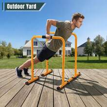 Dip Station Heavy Duty Fitness Workout Stand Push Up Bar For Home Gym Office Patio - Yellow - View 5