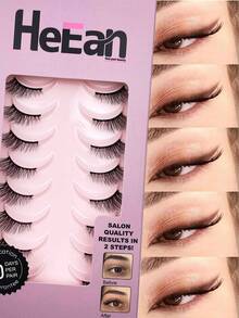 Hộp quà 10 cặp | Mi giả nửa mắt tự nhiên 6-12mm, dải mi mỏng màu đen, có thể tái sử dụng, dễ dùng cho người mới bắt đầu, phù hợp cho sử dụng hàng ngày và lễ hội. - Xem 9