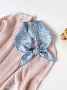 1条双面佩斯利印花围巾，多功能设计，长款系带腕带头巾时尚颈巾 - 彩色 - 查看 9