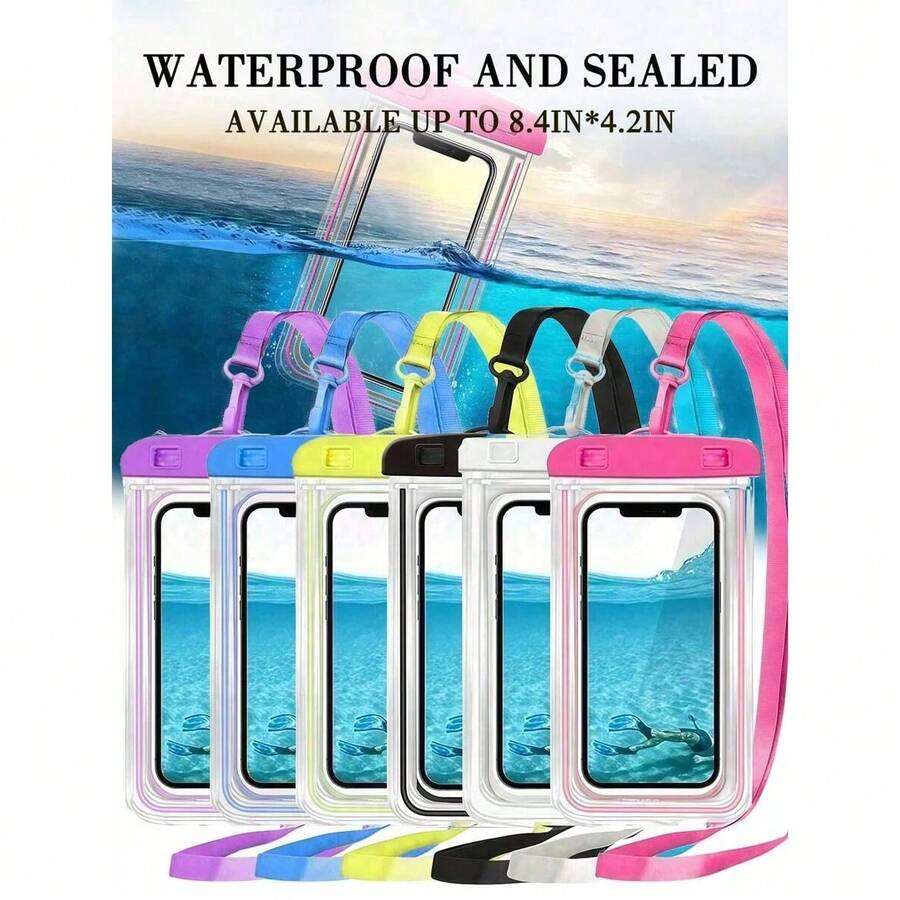 8/6/5/4/3/2/1pc Waterproof Bag, Universal Waterproof Phone Pouch, Air Cushion Waterproof Phone Case, Underwater Waterproof Phone Bag, Beach Waterproof Phone Dry Bag, Suitable For Smartphones, Christmas, Halloween Gifts, Home, Room, Birthday, New Year, Accessories, Friends, Fun Gifts, Summer, Beach - Multicolor - View 1