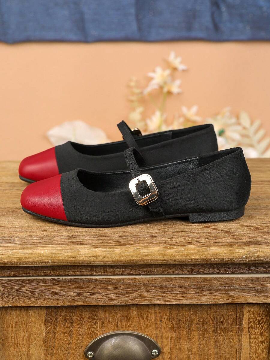 Retro Square Toe Mary Jane Shoes, Strap Flat Shoes For Dress