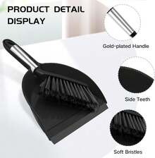 NACENA Handheld Dustpan And Broom Set – Mini Compact Brush Combo For Desktop, Sofa, Car & Kitchen Crumbs Small Cleaning Tool With Stiff Bristles, Blue - Black - 查看 5