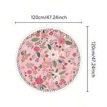1pc Vintage Floral Round Carpet, Soft Plush Rug, Ins Style Flower Pattern Floor Mat, Bedroom Living Room Window Decor Pad, Machine Washable All Season, Cozy Decorative Carpet, Essential Spring Summer Home Decor - Multicolor - View 4