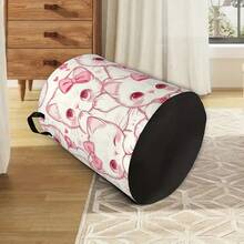 1 pieza Cesta de lavandería con lazo rosa lindo de gato, caja de almacenamiento plegable, organizador lindo de ropa y juguetes de gatito de dibujos animados - Rosa - Ver 3