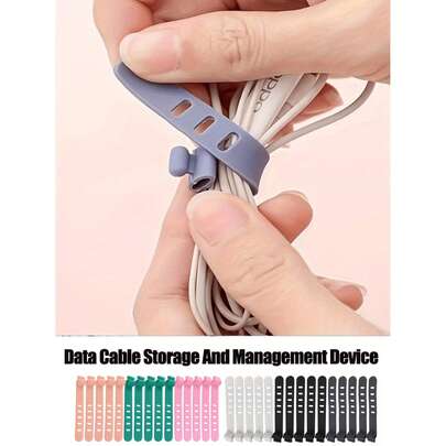 Organizador de cables de datos, dispositivo de enrollado suave de goma para cables de carga de auriculares, lazo de cable de silicona de material TPE, adecuado para auriculares, cargadores de teléfono, ratones, dispositivos de audio, computadoras, etc., reutilizable, adecuado para el hogar, la oficina, la cocina, la escuela (6 colores al azar)