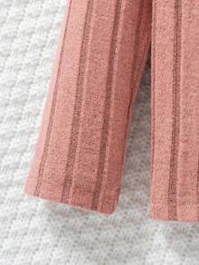 3pcs/Set Girls Heart Embroidery Decor Round Neck Long Sleeve T-Shirt Casual Tops, Spring & Autumn - Hot Pink - View 8
