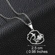 1件 重聚地图轮廓 974 芙蓉花和椰子树 瓜德罗普岛 马提尼克岛 吊坠项链 不锈钢首饰 - 彩色 - 查看 32