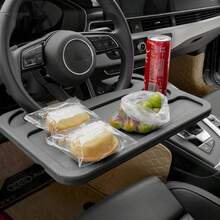 1pc Car Steering Wheel Desk, Featuring Double-Sided Usage. A Multi-Functional In-Car Storage Rack That Can Transform Into A Laptop Desk To Facilitate In-Car Office Work; Can Also Be Used As A Car Dining Tray To Make Meals More Comfortable On The Road; And Serves As A Stable Laptop Stand, Practical And Convenient. - 1pc Car Steering Wheel Table - View 4