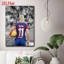 1 buah Poster Bintang Sepak Bola Wanita, Cetakan Kanvas untuk Penggemar Sepak Bola, Lukisan Dinding, Gambar Dekorasi Rumah dan Ruangan - Beraneka warna - View 2