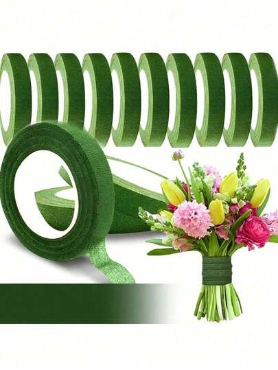 1/2/5 st grön blomtejp, gör-det-själv bröllopsbukett stjälkförpackningsmaterial, blomsterhandlartillbehör för alla hjärtans dag, mors dag, fars dag, bukettinslagning, bröllopsdekoration, självhäftande buketttejp, bröllopstillbehör, blomsterpyssel, bukett stjälkförpackning