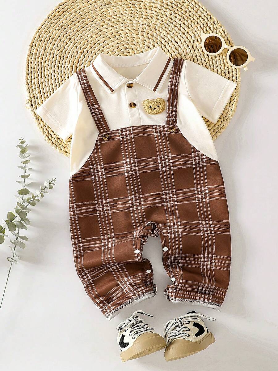 Baby Jungen Fake Hosenträger Jumpsuit, Säuglings- und Kleinkind Romper Outfit für den Sommer, Neuankömmling - Verschiedenfarbig - Übersicht 1