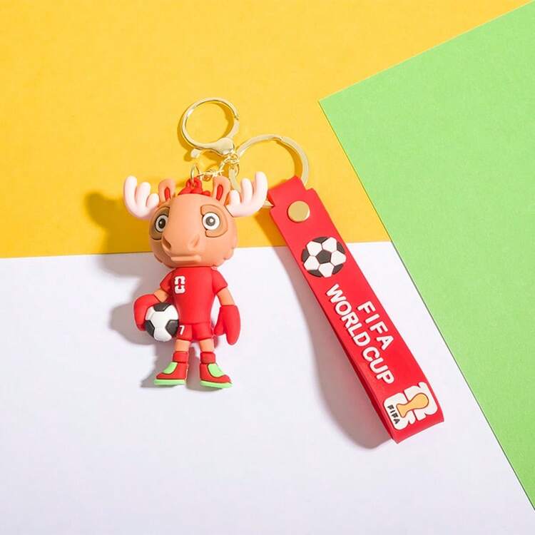 FIFA 世界杯吉祥物钥匙扣吊坠，圆形徽章卡通足球迷纪念品，耐磨不褪色，男女通用，可作汽车钥匙链、包包挂饰、旅行配件。吉祥物/足球元素，做工精致，小巧便携，适合随身携带、馈赠亲友、收藏收藏，生日礼物、毕业礼物，足球迷必备。 - 彩色 - 查看 8