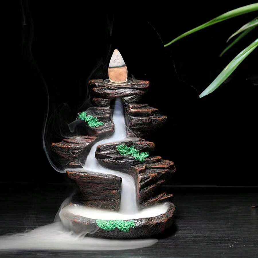 1个树脂倒流香炉(不含香珠),原创设计烟雾倒流小型香炉,家用室内香炉,盒装 - 岩韻 - 查看 1