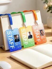 1个定制亚克力ID徽章，个性化员工姓名牌，带挂绳，可定制照片和文字，可定制员工ID徽章，带挂绳，个性化员工门禁卡 - 彩色 - 查看 6