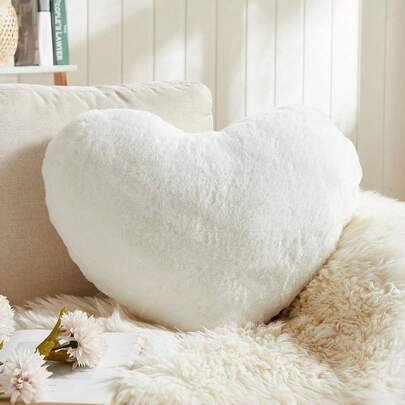 1 chiếc gối nhung hình trái tim màu hồng, chất liệu lông giả siêu mềm mại, dễ thương, trang trí phòng ngủ nữ, gối mùa xuân/hè, quà tặng cho phái nữ, gối trang trí nhà cửa, trang trí phòng, quà tặng tiệc tùng, quà tặng Ngày của Mẹ