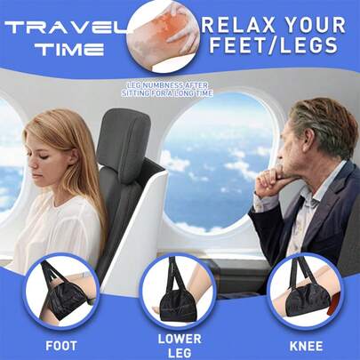 1 chiếc võng gác chân du lịch, chất liệu vải Oxford bền chắc, lót nhung mềm mại, hình tam giác, chống lật, đường may gia cố chắc chắn, khóa điều chỉnh, thích hợp cho máy bay, tàu hỏa, ô tô, văn phòng khi đi du lịch và giúp giảm đau chân/bàn chân.