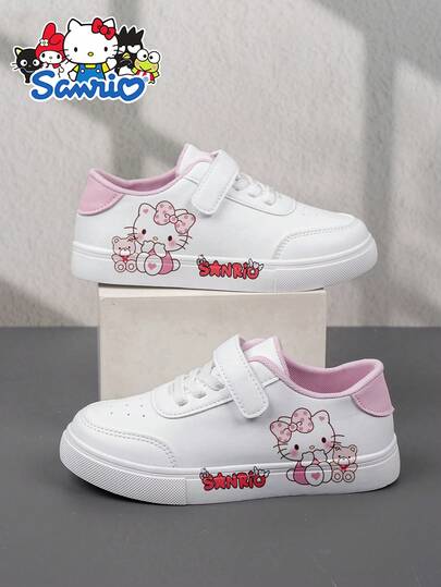 SANRIO 1 par de zapatos de moda y asequibles, zapatos deportivos casuales para niños, zapatos de baloncesto, adecuados para uso diario y actividades al aire libre, regalo de Navidad, zapatos con luces, zapatos para juegos al aire libre, zapatos con diseño divertido, zapatos con estampado de dibujos animados, zapatos de tela transpirable, zapatos con suela flexible, zapatos deportivos para niños, zapatos atléticos, regalo para vacaciones, 2D plano