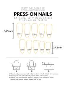 24片长尖按压式假指甲 蓝色花朵和水波纹假指甲 女士夏季美甲 - 彩色 - 查看 4