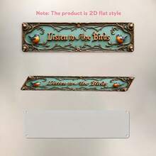 2D Flat, Vintage Mint Green With Flying Bird Branch Metal Wall Decor, Rustic Turquoise Decorative Plate With Ornate Leaf Border, 15.7 X 3.9 Inches (40 X 10 Cm), Easy Installation Farmhouse Decor For Office, Porch, Bird Lover Gift, Home Decoration, 2D Flat - A - View 4