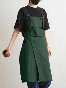 一件高品质围裙，侧边开衩，肩颈带可调节，防水防油，易于清洁，大口袋设计，适用于厨房、烹饪、烘焙、清洁、园艺、美发沙龙、咖啡馆、酒店及节日礼品。 - 綠色 - 查看 5