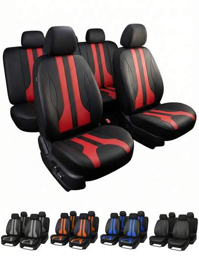 9PCS Universal Fit Car Seat Cover, Car Seat Cover Full Sets, PU Leather Car Seat Covers Full Set,Universal Front Seat Covers For Car, For Sedan, Van, Automotive Interior Covers, Airbag Compatible, 9PCS Included : 2 Front Seat Covers, 1 Backrest Cover, 1 Back Seat Cover And 5 Headrest Covers.