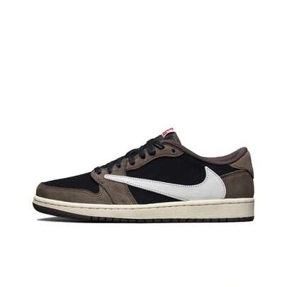 Nike Travis Scott X Jordan Air Jordan 1 Low OG TS SP (Reverse Swoosh 1.0 Original) - Tênis de Basquete Retrô de Cano Baixo, Unissex, Marrom Escuro
