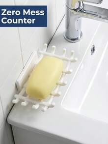 No-Drill Wall Mounted Soap Grid Soap For Soap Bath Ball Brush Headwear Imitation Rattan Plastic Soap Rack Door Back Storage Hanger For Bedroom Bathroom Kitchen Organization And Storage Bathroom Accessories - Multicolor - View 3