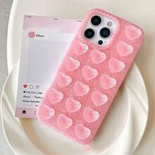 New Fashion Heart-Shaped Glitter Suction Cup Soft Silicone Large Hole Skin-Friendly Phone Case Compatible With IPhone 17 Pro Max, 16 Pro, 15 Pro Max, 14 Pro, 13 Pro Max, Anti-Fall Protective Cover With Lanyard - Multicolor - View 9